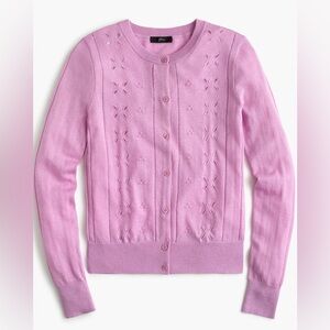 J. Crew Lilac-Pink Embroidered Button-Up Cardigan